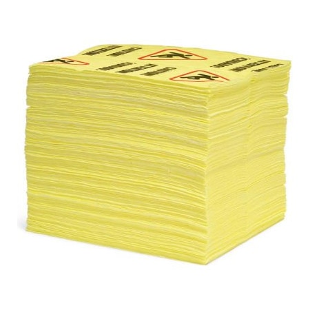 Spilltech Sorbent Pad, Universal, 15 in x 19 in, Yellow YPZ200S-BX
